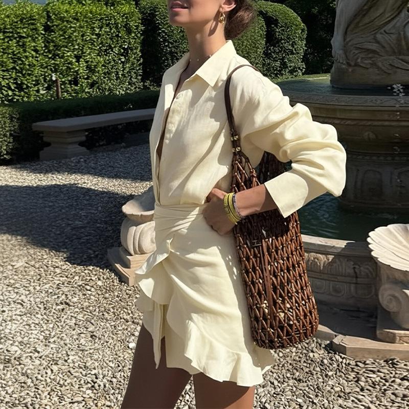 Spring, European and American women's clothing, fashionable and elegant solid color lapel tie casual suit