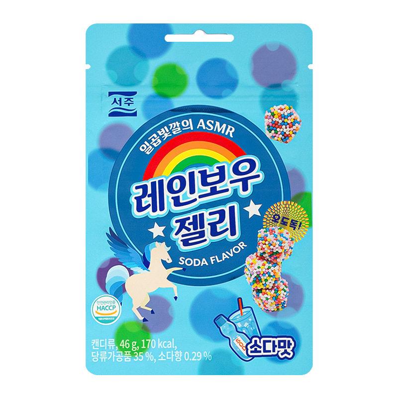 SEOJU Радужные Мягкие Конфеты 46 г, 2 вкуса | Насыщенный Фруктовый Вкус, Тягучая Разноцветная Текстура, Удобный Перекус