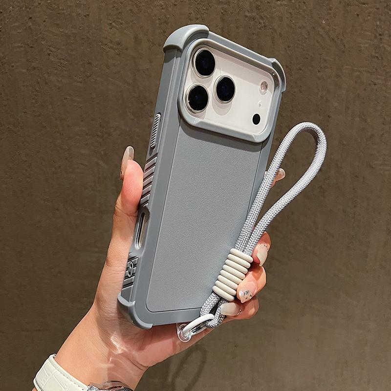 Новый Роскошный Однотонный Матовый TPU Три в Одном Бронированный Ударопрочный Чехол-бампер со Шнурком для iPhone 17 Pro Max