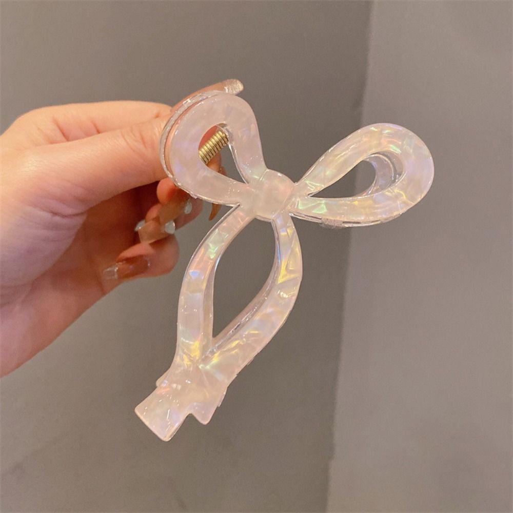 Korean Style Bow Hair Claw Acetic Acid Large Shark Clip Luxury Acetate Grab Clip  Daily