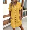 Fashion Short Sleeve Women Summer Shirt Dress New Elegant Lapel Loose Plus Size Simple Button Casual Party Dresses Single Breasted Women's Clothing