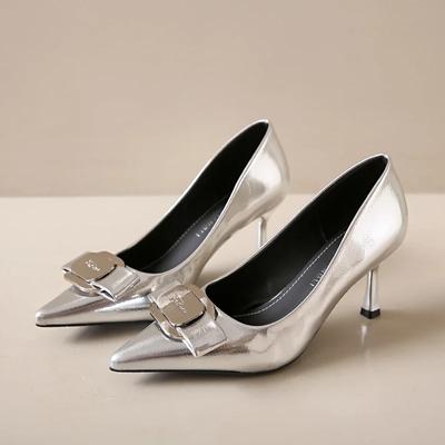 Модные серебристые туфли на каблуках для женщин 2024 года, сексуальные туфли с острым носком на шпильках, туфли на высоком каблуке, элегантные туфли для свадебной вечеринки, элегантные женские туфли-лодочки для торжеств