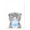 Cartoon Giraffe Elephant Lion Zebra Blue Balloon Canvas Painting  Poster Kindergarten Baby Room Children's Room Wall Art Decor No Frame
