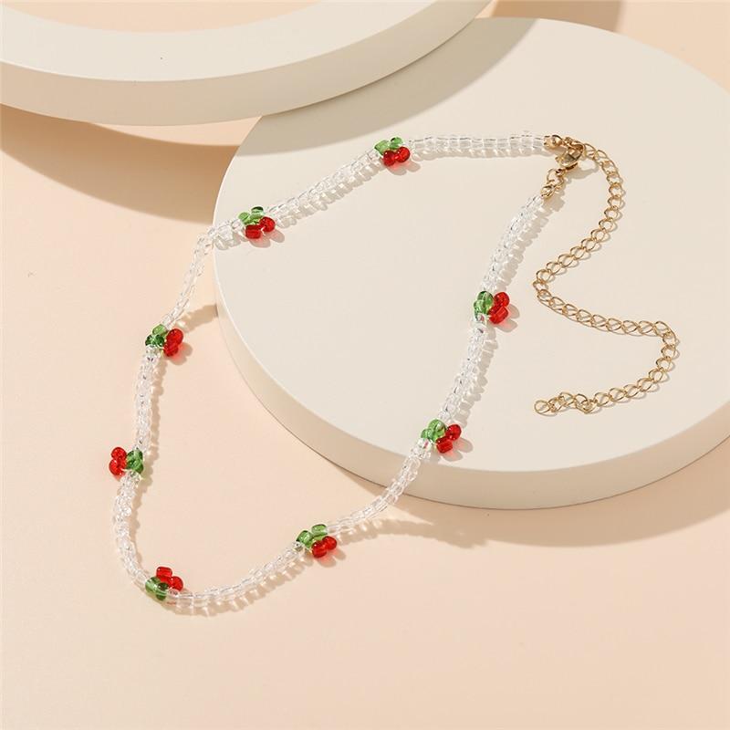 iF ME Korean Fashion Colorful Beads Flower Beaded Necklace For Women Bohemian Beads Clavicle Chain Choker Necklace Jewelry