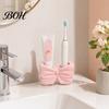 No Drill Bathroom Accessory 3D Printed Bow Toothbrush Holder, Adhesive Cup with Dual Holes for Double Hole Holder & Toothpaste, Cute Organizer Decor,