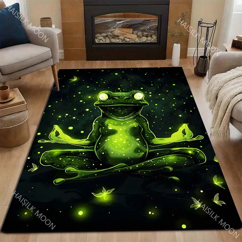 Meditating Frog Print Carpet for Living Room Bedroom Bedside Floor Mat Cloakroom Kids Activity Area Rugs Fast Shipping