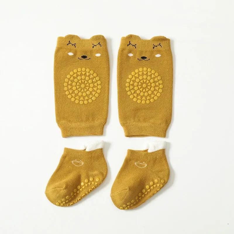 Crawling Safety Pads Socks Set Summer Baby Knee Cartoon Anti-slip Socks KidFloor Socks Kneecap Walking Protector for Girls Boys