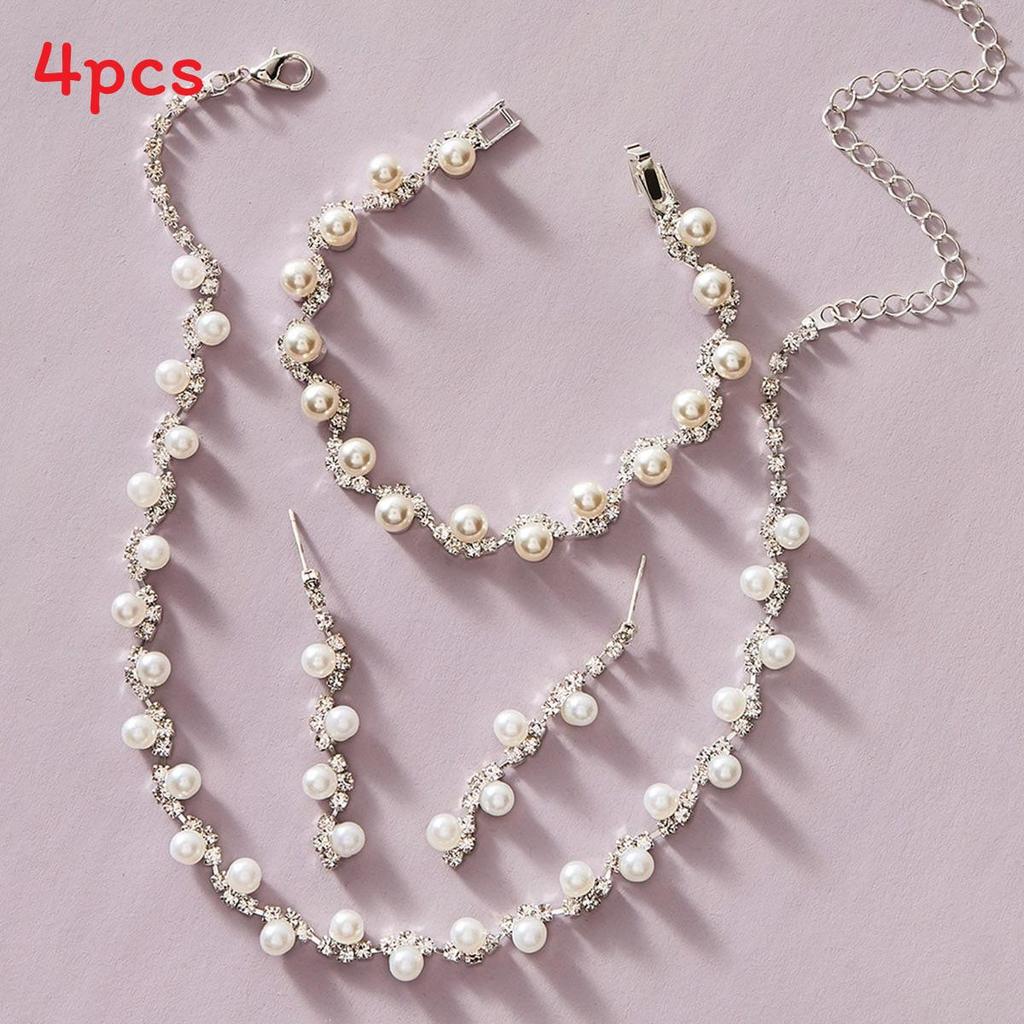Fashion Bridal Jewelry Set With Waterdrop Crystal Necklaces And Earrings For Women
