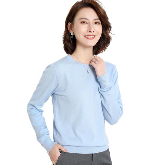 Женские зимние топы, однотонные, с круглым вырезом, с длинным рукавом, свитер, свободный