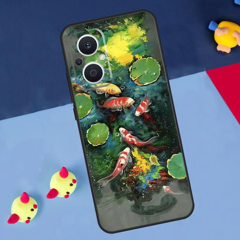 Картина с рыбой Кои для OPPO Reno 12F 13F 14F 11F 10 11 12 13 14 Pro 8T 7 8 Lite OPPO Find X9 X8 X6 X5 Pro Чехол