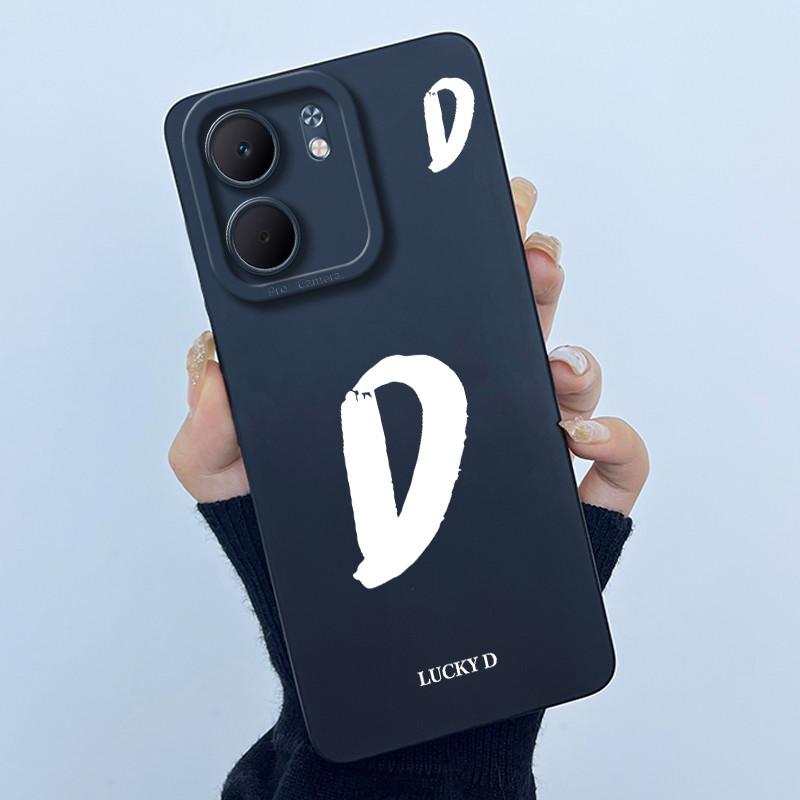 For OPPO A5x CPH2725 Cover Case Lucky Initial Letter Couple Silicone Soft Matte Phone Bumper for Oppo A5x 4G 5G 2025 Casing
