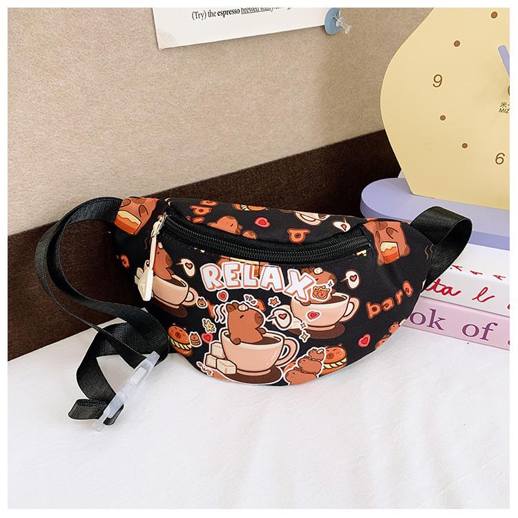 Printed Capybara Crossbody Bags Children Cartoon Outdoor Leisure Pack Waist