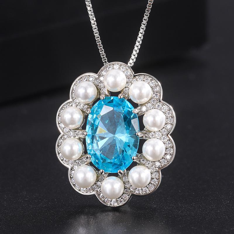 Подвеска из цветного циркона, ожерелье из красного циркона, розового циркона, голубого циркона.