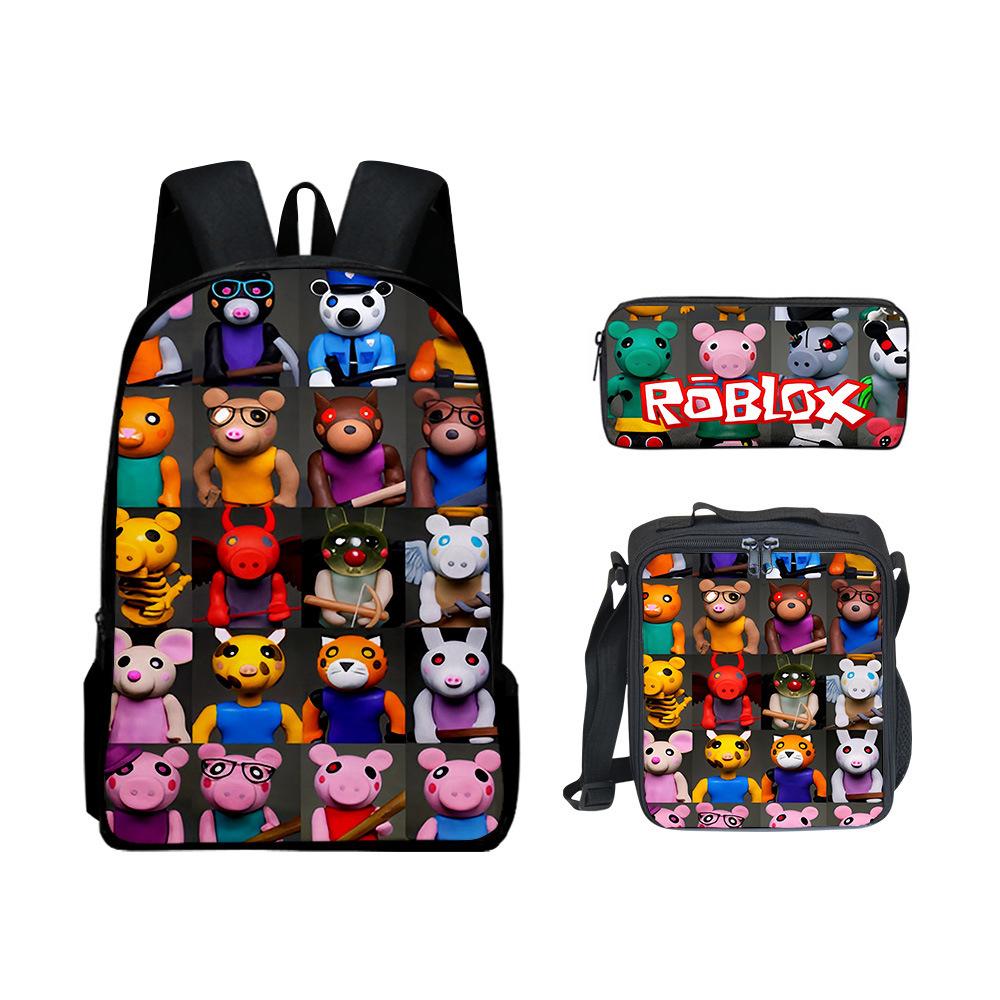 Dropshipping 3D new product Roblox student school bag lunch bag pencil bag Roblox printed backpack three-piece set