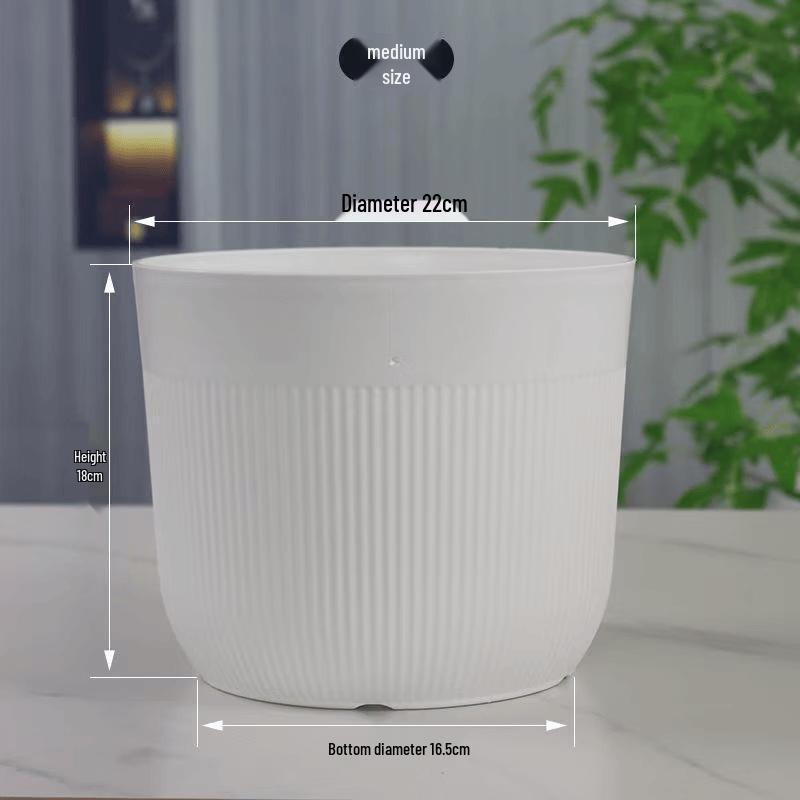 Nordic Style Thickened White Vertical Stripe Flower Pot