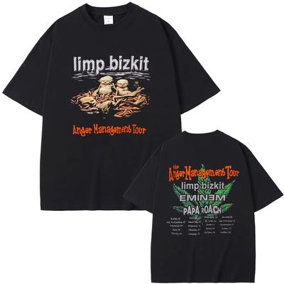 Футболка Rock Band Limp Bizkit Anger Management Tour Мужская Женская Повседневная Мягкий Хлопок Оверсайз Футболки Мужская Принт Эминема Уличная Одежда