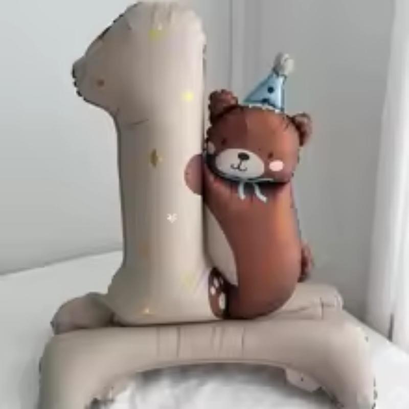 Прекрасный медвежонок один год цифровой алюминиевый фольгированный шар детский день рождения праздничное украшение шар юбилей