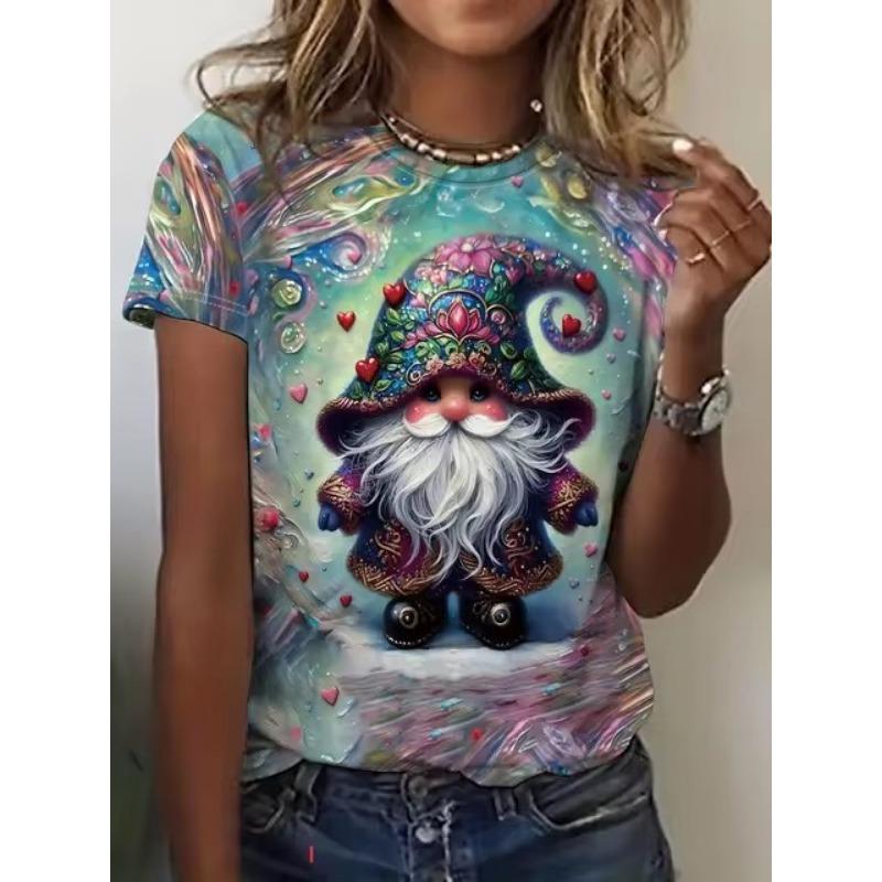 Плюс Размер Женская футболка Веселая 3D Печать Женская одежда Модный летний топ с коротким рукавом Повседневная футболка с круглым вырезом Женская пуловер