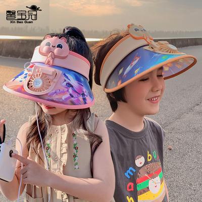 1103 мультяшная милая 3D шляпа с большим козырьком и вентилятором для детей, мальчиков и девочек, летняя уличная шляпа от солнца, защита от солнца, с открытым верхом