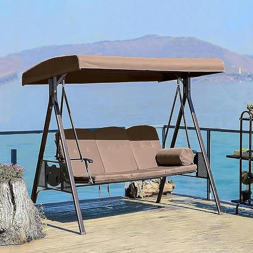 Outdoor Swing Canopy Replacement Cover 3 Seater 191x120x18cm/75x47x7'' Universal Patio Swing Cover,Waterproof Replacement Canopy Top Cover for Garden