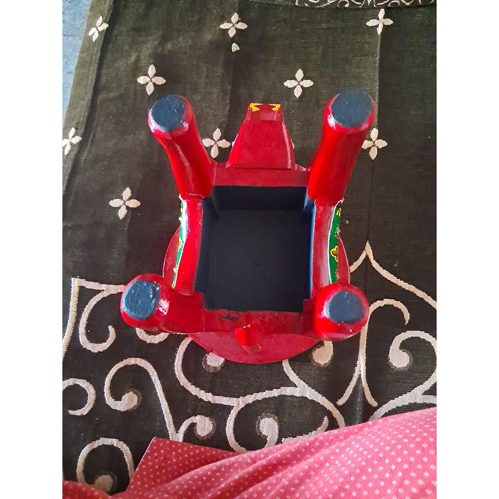 Wooden Painting Decorative Rajastani Painted Elephant Stool Home Decorative Items Showpiece(8 Inch) (Maroon)