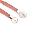 Creative Pearl Buckle Belt Pu Leather Dress Skirt Waist Elastic Thin Women Belts