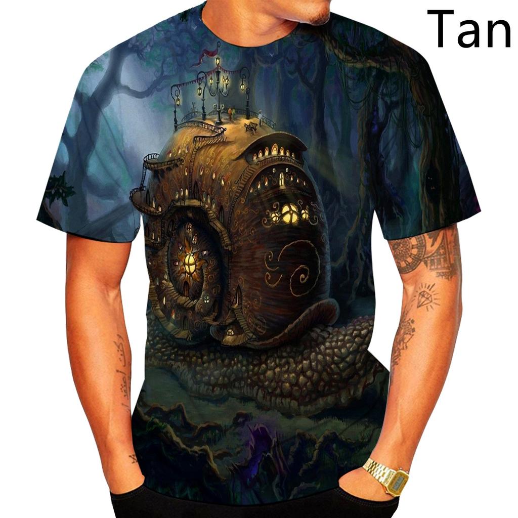 Летний топ с круглым вырезом и 3D-принтом с забавным узором улитки, модная повседневная мужская футболка с коротким рукавом