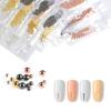 1 Pack 6 Grid Mixed Size Nail Caviar Beads Mini Metal Beads Nail Art Decoration