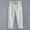 9-point Men Summer Thin Sports Straight Cylinder Pants Cotton Linen Material Casual Long Pants Men Beach Pants