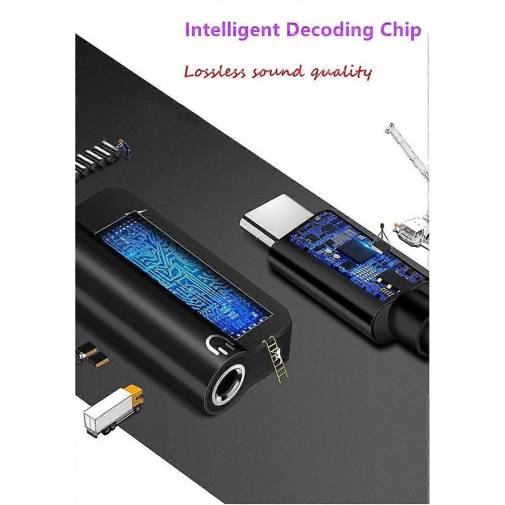 USB C to 3.5mm Adapter, 2 in 1 Aux USB Type C Headphone Audio Adapter Connector