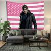R-Resident Evil Леон Кеннеди Розовый Флаг США Большой Гобелен, Большой Настенный Гобелен Для Спальни Общежития, Декор для Фанатов Re4