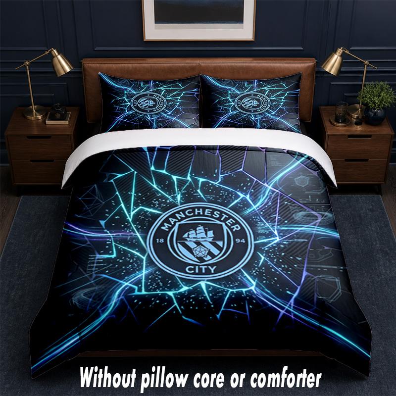 Manchester City Design Bed Bedding Set 1 Duvet Cover + 2 Pillowcases Soft Breathable Household Bed Linens
