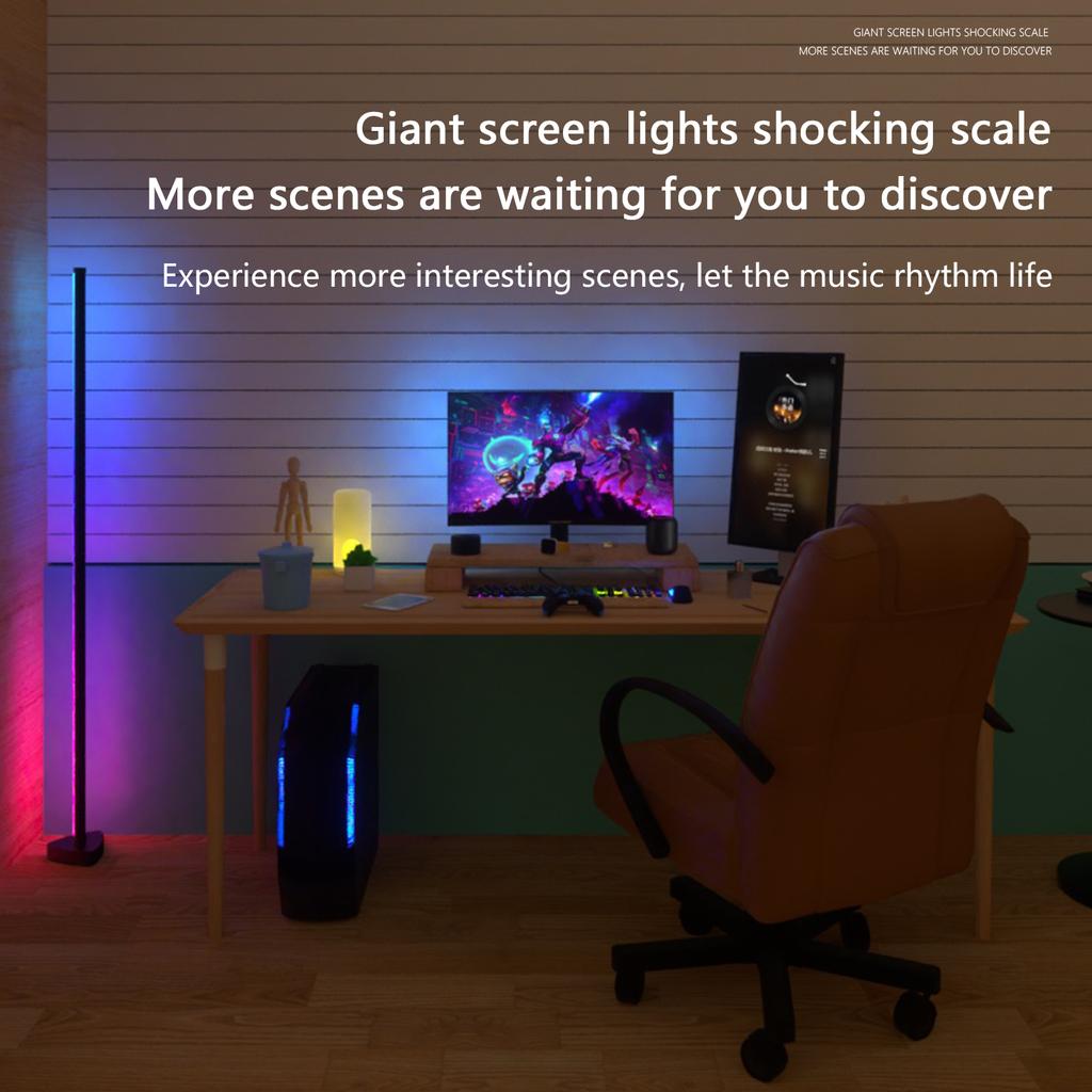 Светодиодный RGBIC угловой торшер, модульный из четырех секций, с синхронизацией музыки по BT и 16 миллионами DIY цветов, таймерный торшер для игровой комнаты, вечеринки