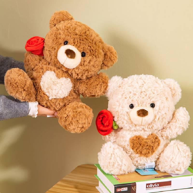Adorable Teddy Bear Couple Plush Toy Soft Stuffed Animal Ideal Birthday Gift For Kids