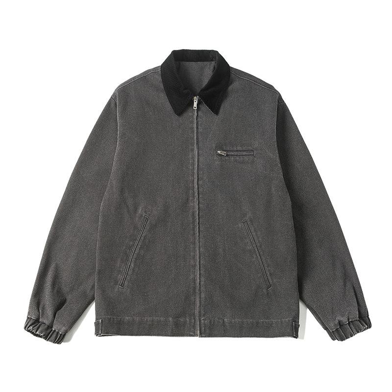 American Retro Washed Tooling Jacket Jacket for Men and Women American High-end Lapel Loose Ruffian Handsome Casual Top