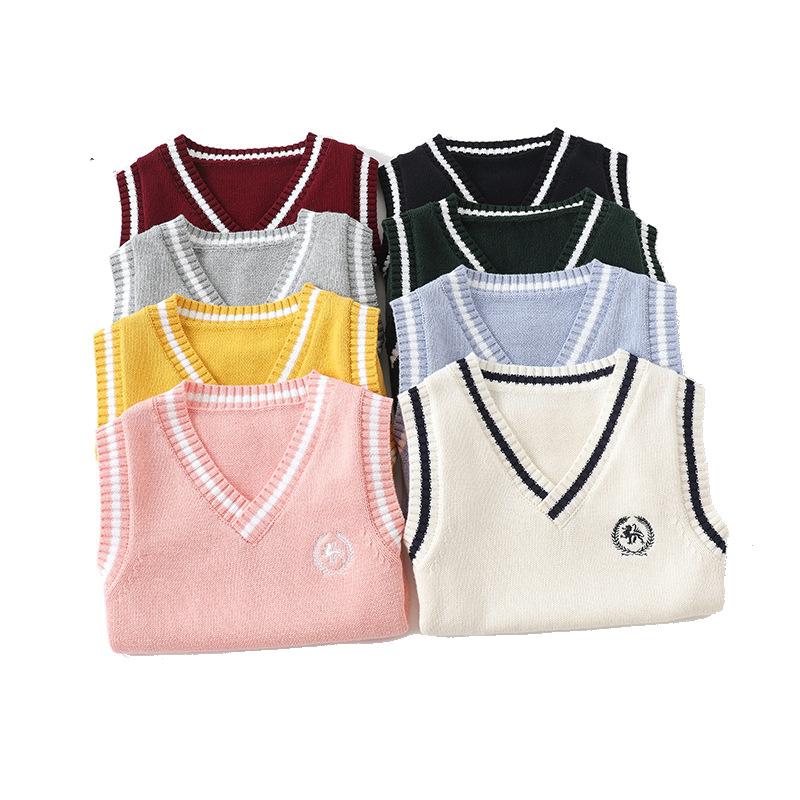 Детские вязаные жилеты Осенние и зимние хлопковые жилеты для мальчиков и девочек