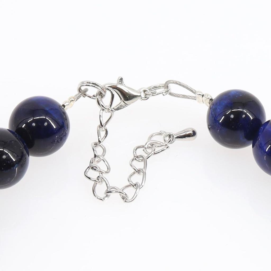 Ожерелье из бисера мала с натуральным камнем и синим тигровым глазом 12 мм 662 [Sekki] для мужчин