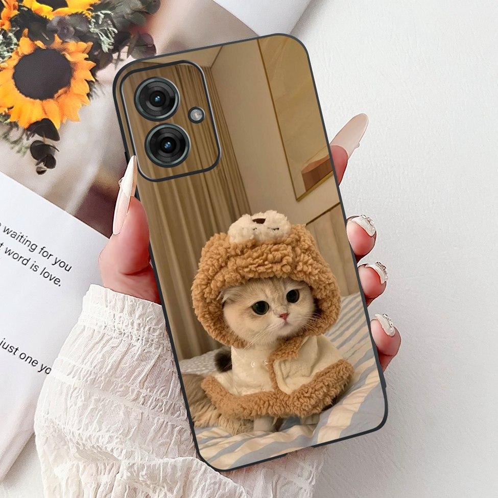 For Motorola Moto G55 Case Silicone Cute Cat Fashion Flowers Cool Painted Cover For Motorola G55 Moto G55 Phone Case XT2435-2