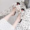 Женские летние крутые дышащие тапочки, тапочки с бантиком, корейские пляжные туфли с цветочным узором, милая обувь на плоской подошве, удобная нескользящая износостойкая обувь