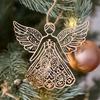 Wooden Angel Christmas Ornaments Rustic Angel Hanging Ornament with Hollow Design for Winter Xmas