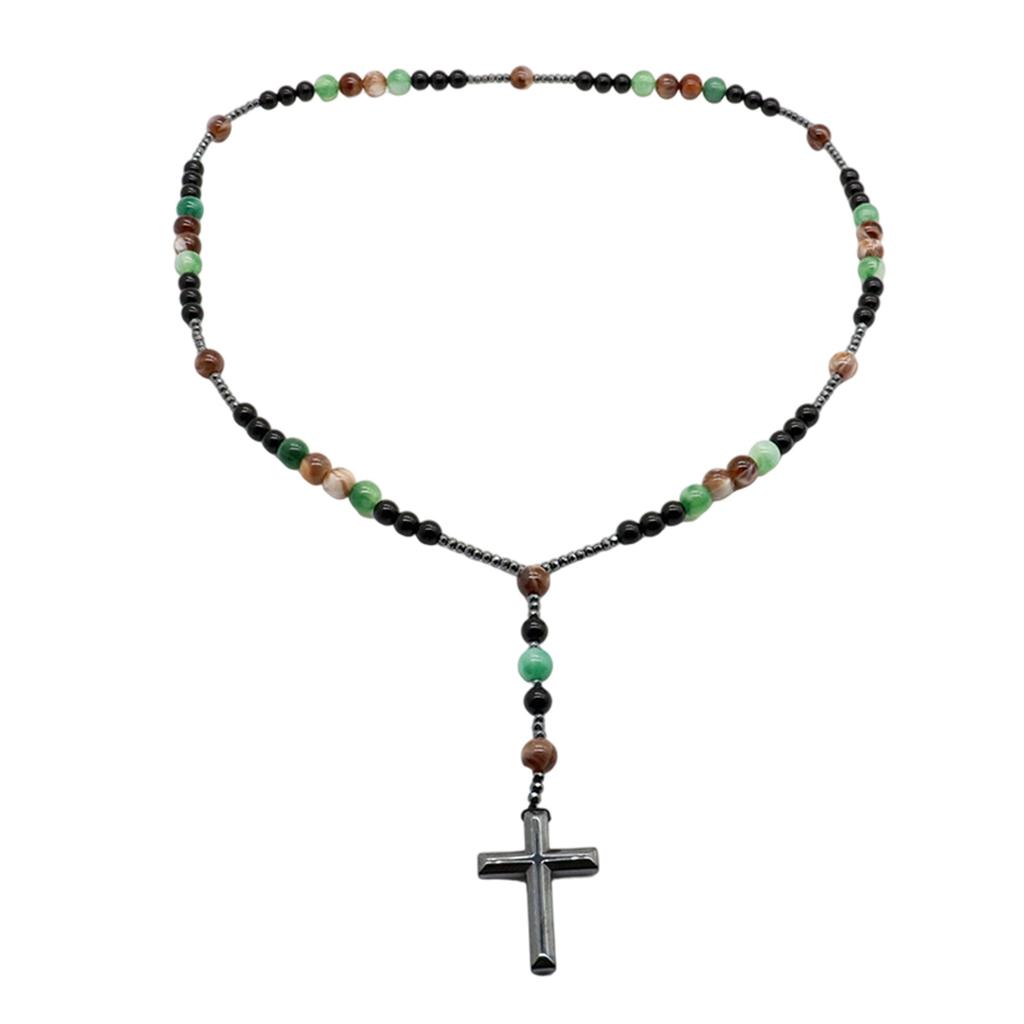 Элегантное ожерелье с крестами из бусин и камнями тигровый глаз для мужчин, религиозный подарок, унисекс, духовное ожерелье