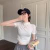Semi-turtleneck Short-sleeved T-shirt Women's Summer New Bottoming Shirt with Slim-fit Short Student Top