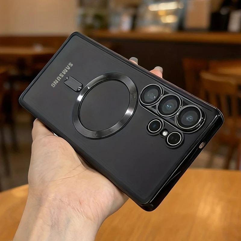 Магнитный чехол с покрытием для Samsung Galaxy S26 S2 S24 Ultra Plus Чехлы для Samsung S26Ultra Ударопрочный Прозрачная задняя крышка