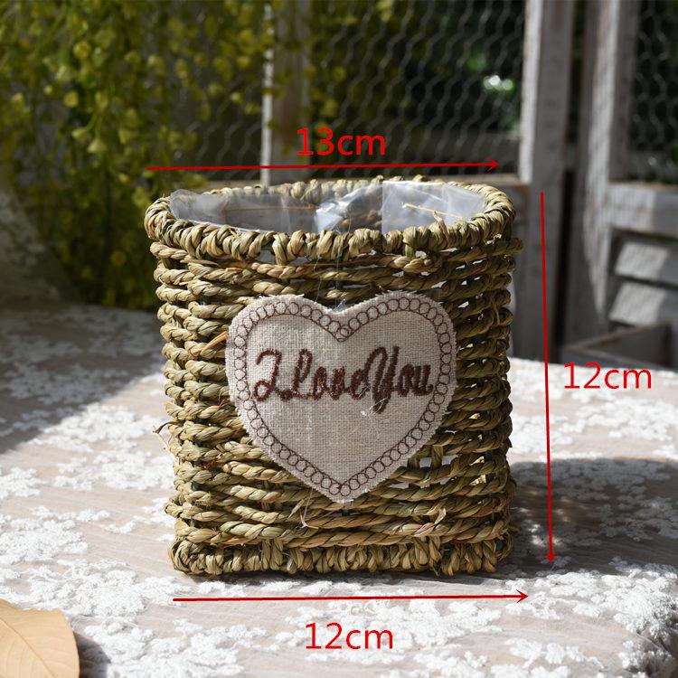 Пасторальная скандинавская плетеная цветочная корзина-сумка для композиций из сухоцветов и горшка с суккулентом