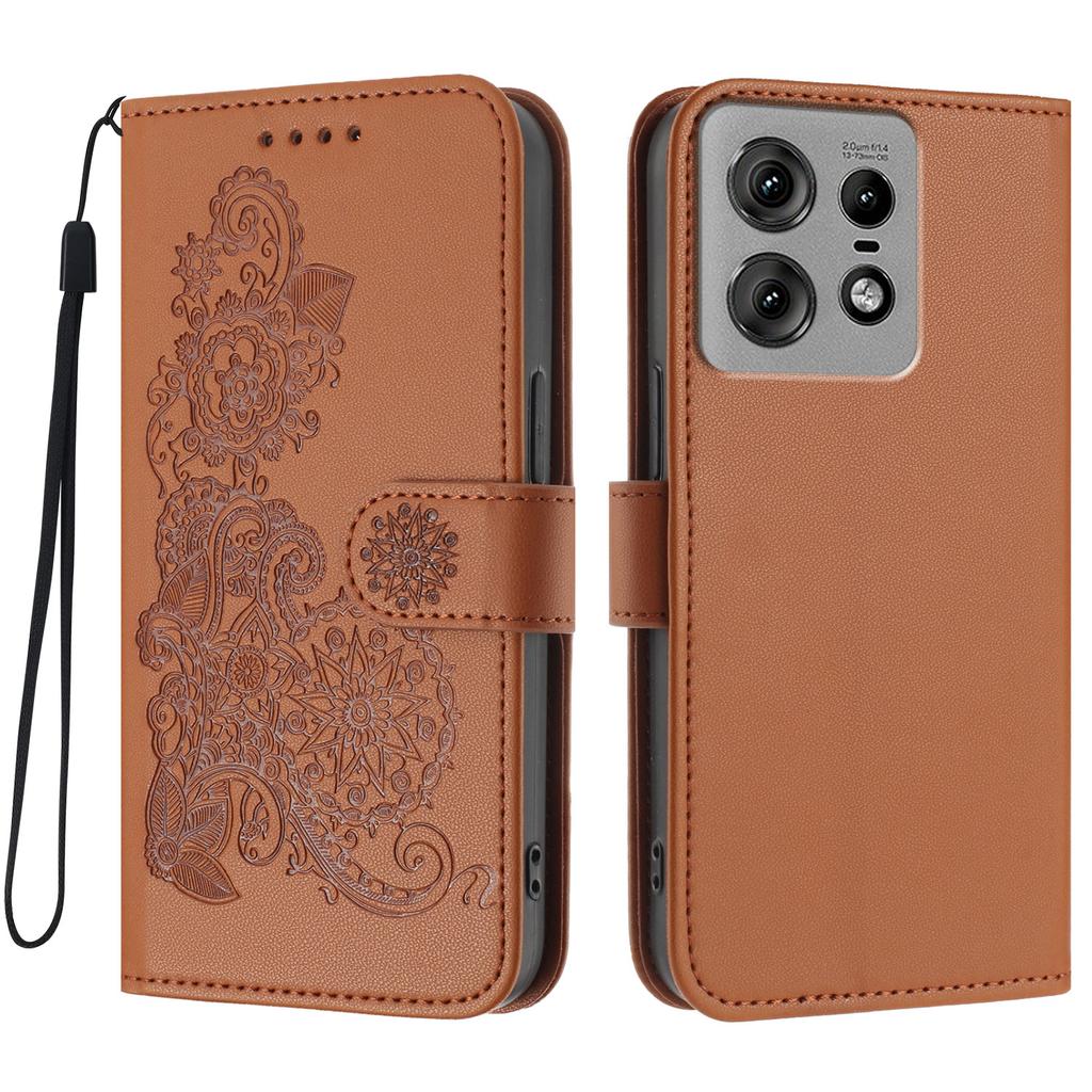For Motorola Edge 50 Pro 5G Phone Cases Mandala Flower Leather Wallet Mobile Cover with Strap