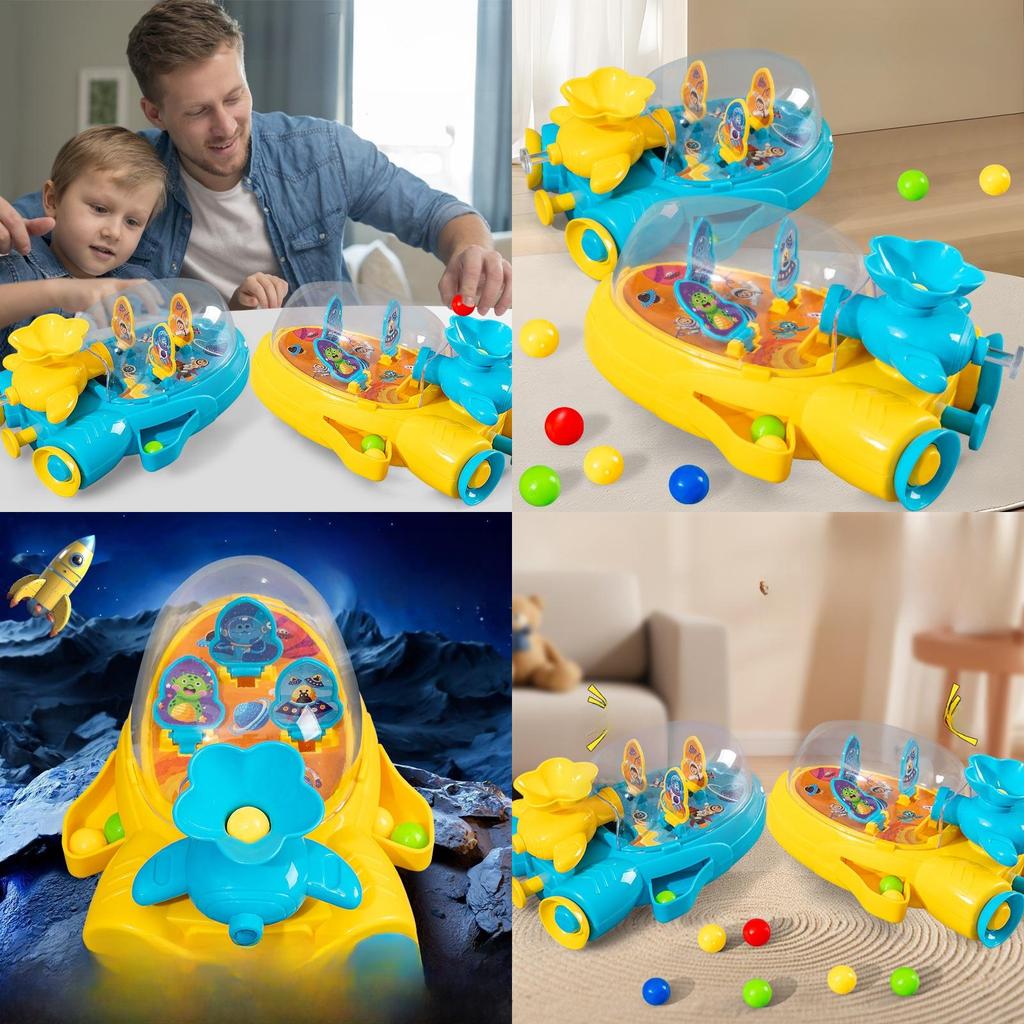 Spacecraft Pinball Machine Game Toy For Kids With Focus Training And Parentchild Play