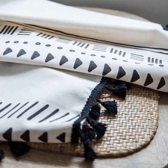 Шторы Yousheng Bohemian Blackout с термоизоляцией из хлопка и льна, черные, светло-бежевые, геометрические, для дома