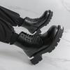 Men’s Retro Punk Thick Sole Platform Boots Cool Elevator Boots Black Brown Motorcycle Boots High Boots Plus Size