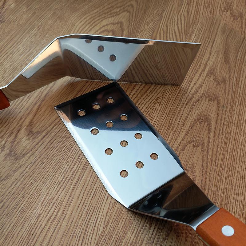 Большая лопатка для жарки из нержавеющей стали с деревянной ручкой — универсальный инструмент для барбекю и выпечки