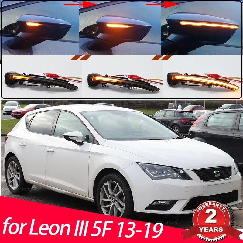 Для Seat Leon III 5F 2013-Dynamic Scroll черный светодиодный указатель поворота, последовательный зеркальный индикатор, мигалка